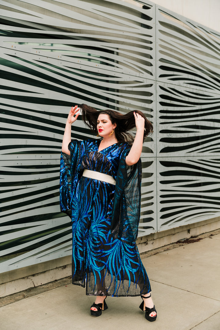 Bohémienne Sequin Kimono Robe in “Lady Sapphire Noir” (Multiple Colors)
