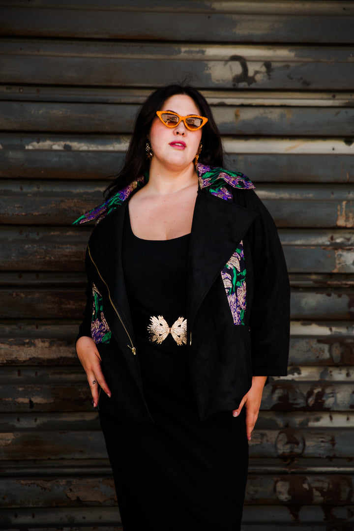 Moto Jacket in "WTF Flower" (Purple)