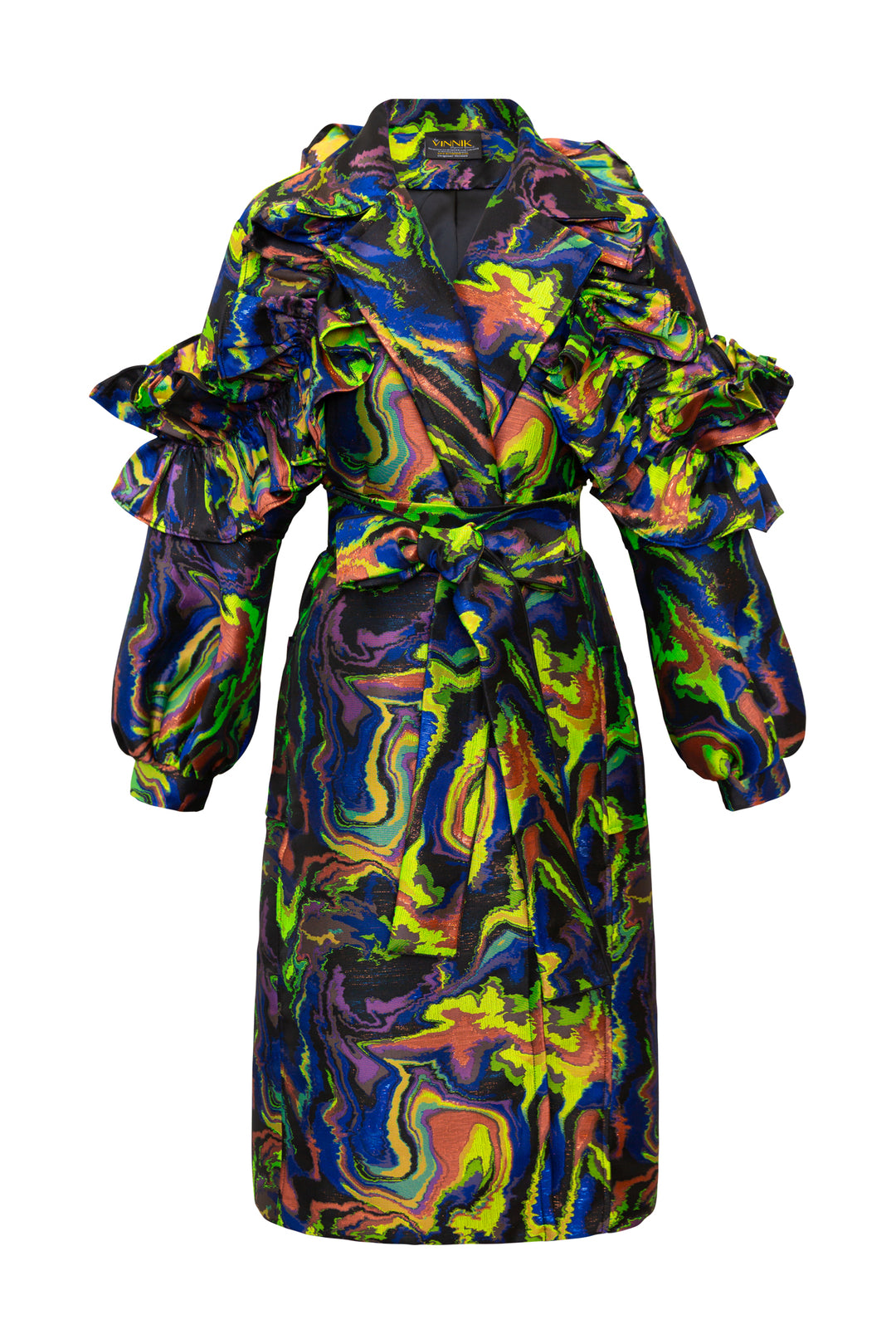 Ruffle Trench Coat in “Brat Marble”