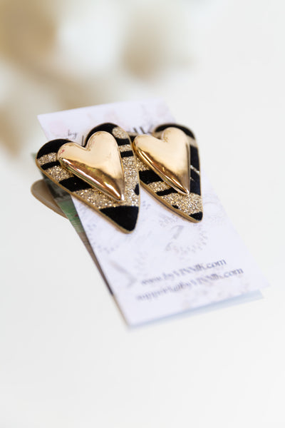 Zebra Heart Earrings