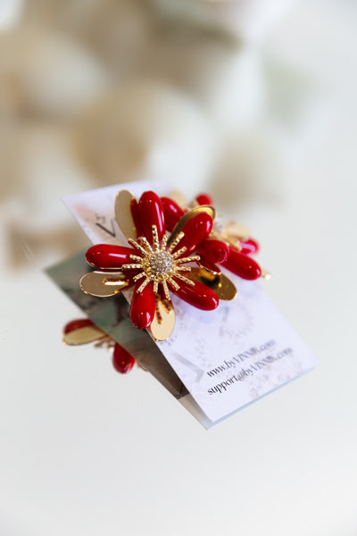 Bold Floret Rockstar Earrings (Red)