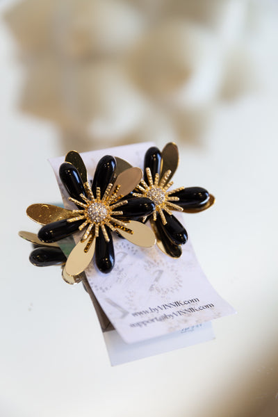 Bold Floret Rockstar Earrings (Black)