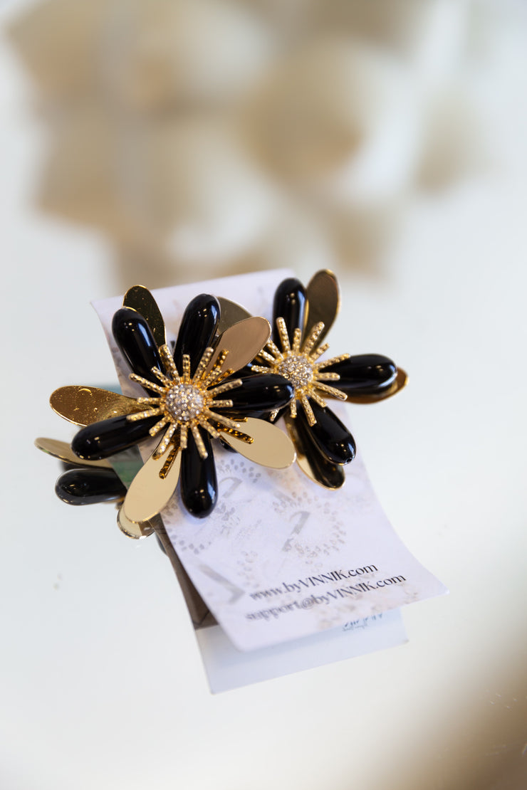 Bold Floret Rockstar Earrings (Black)