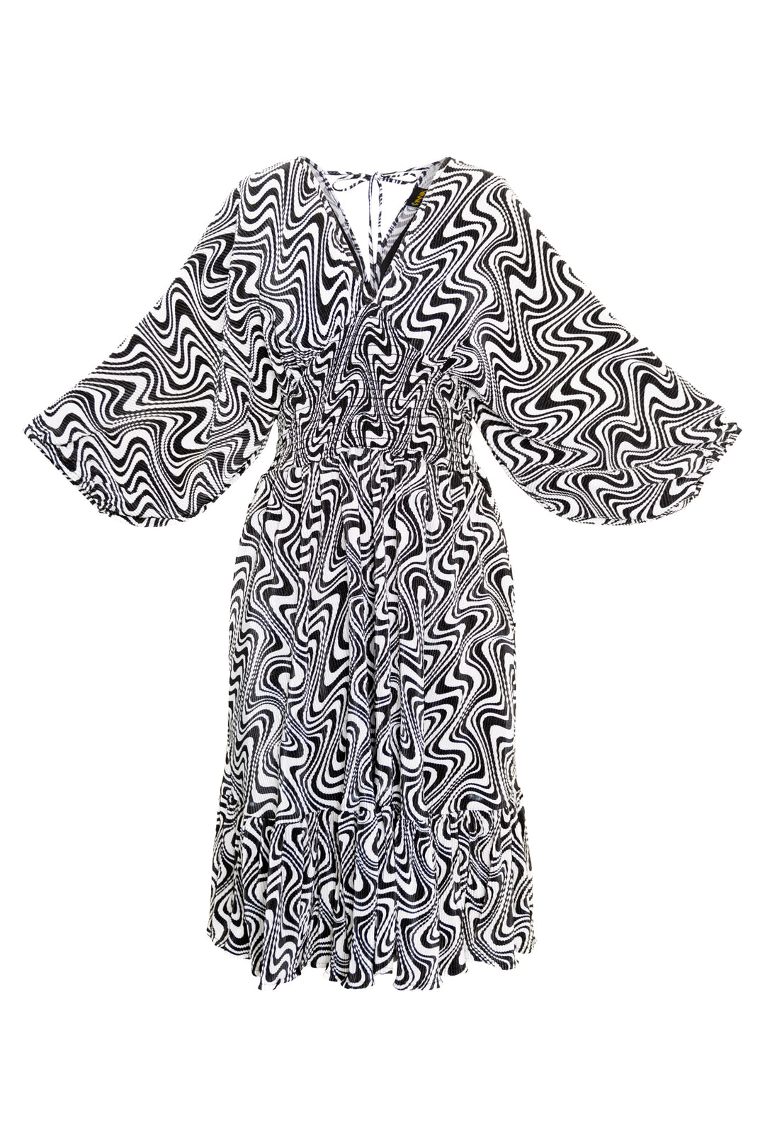 Colla Voce Short Dress in “B&W Swirl”