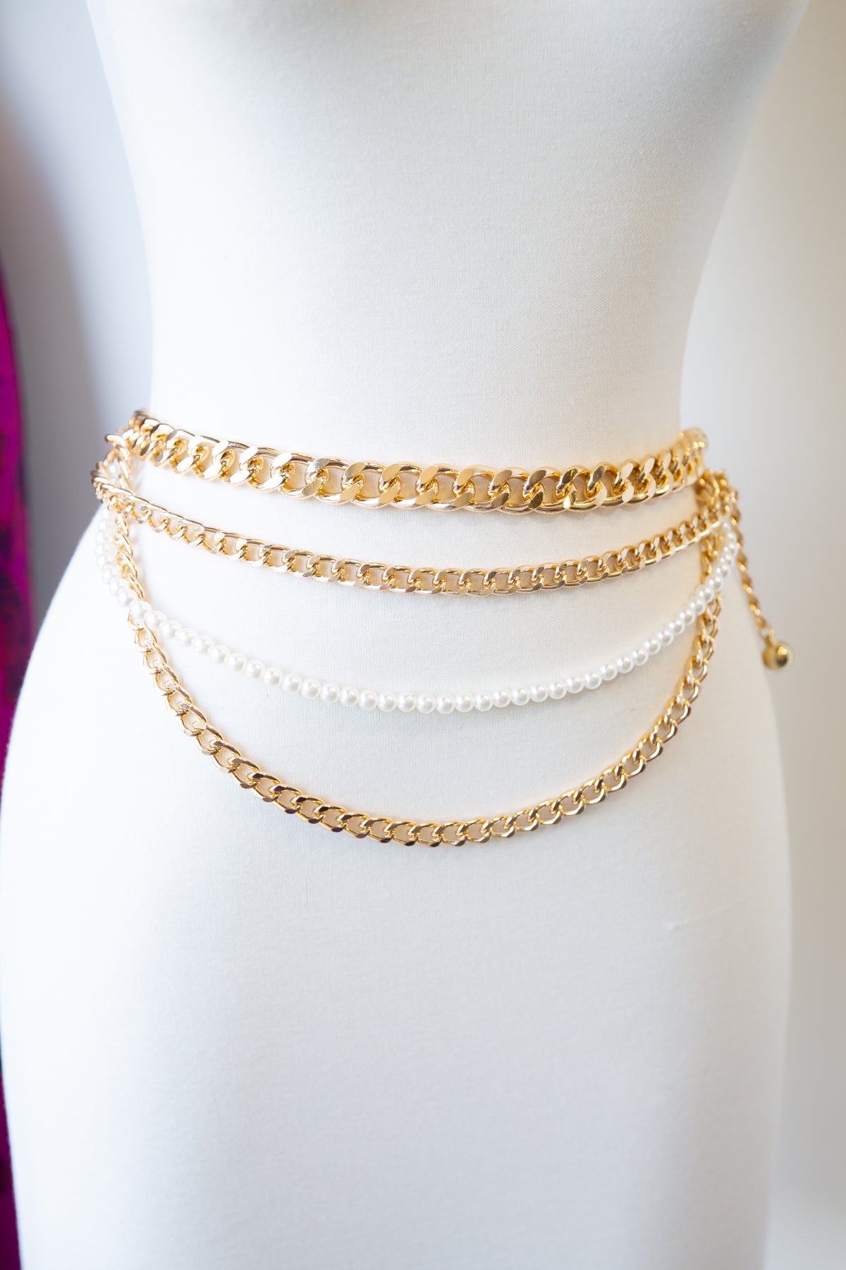 Pearl Chain Belt Gold