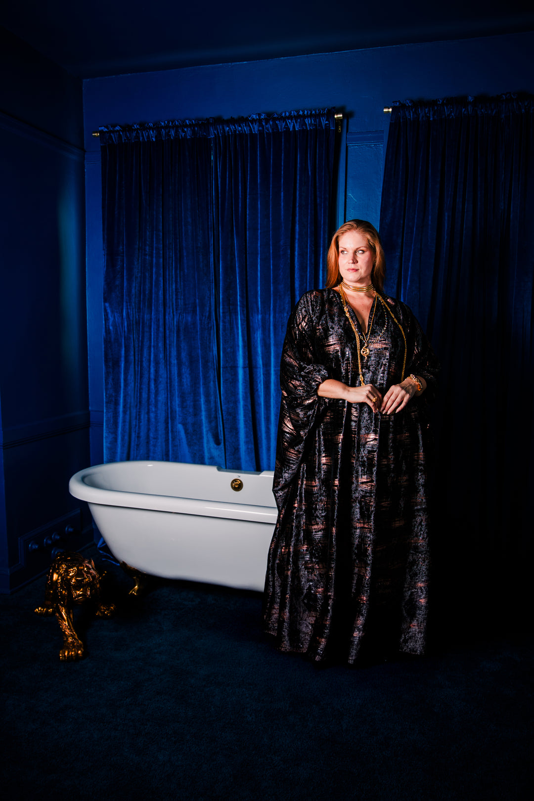 Glissando Kaftan in “Oro Rosa e Nero" Velvet