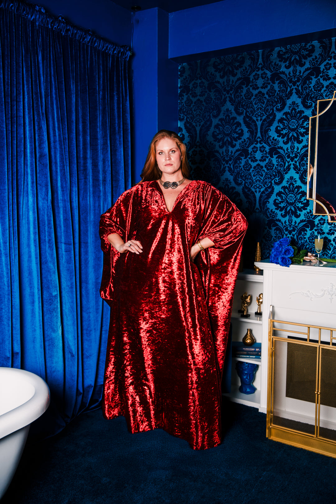 Glissando Kaftan in “Crushed Velvet" (Terracotta)