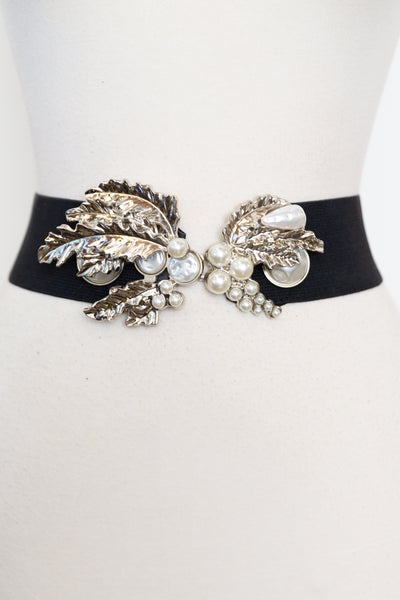 Pearl Elastic Front Closure Belt (SILVER)