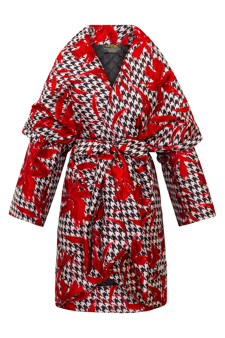 Cocoon Coat in "Piqué Houndstooth"