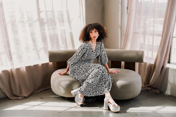 Colla Voce Dress in “B&W Swirl”