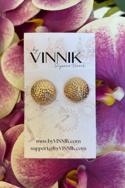 Textured Gold Ball Earrings