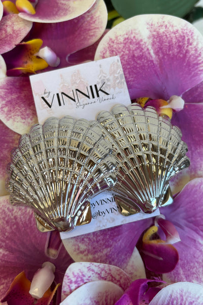 Giant Shell Earrings (Silver)