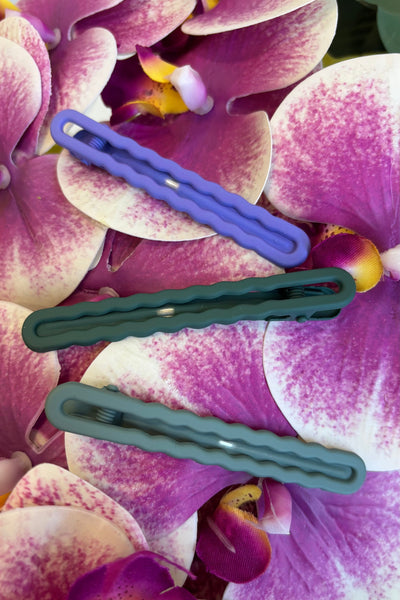Squiggle Hairclip Set of 3 (Leaf & Lilac)