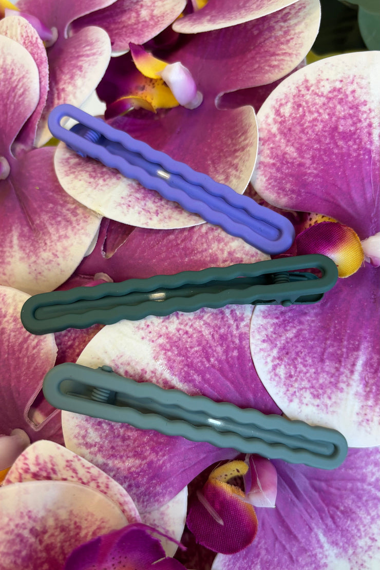 Squiggle Hairclip Set of 3 (Leaf & Lilac)