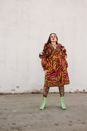 Ruffle Trench Coat in “Prisma Tigre"