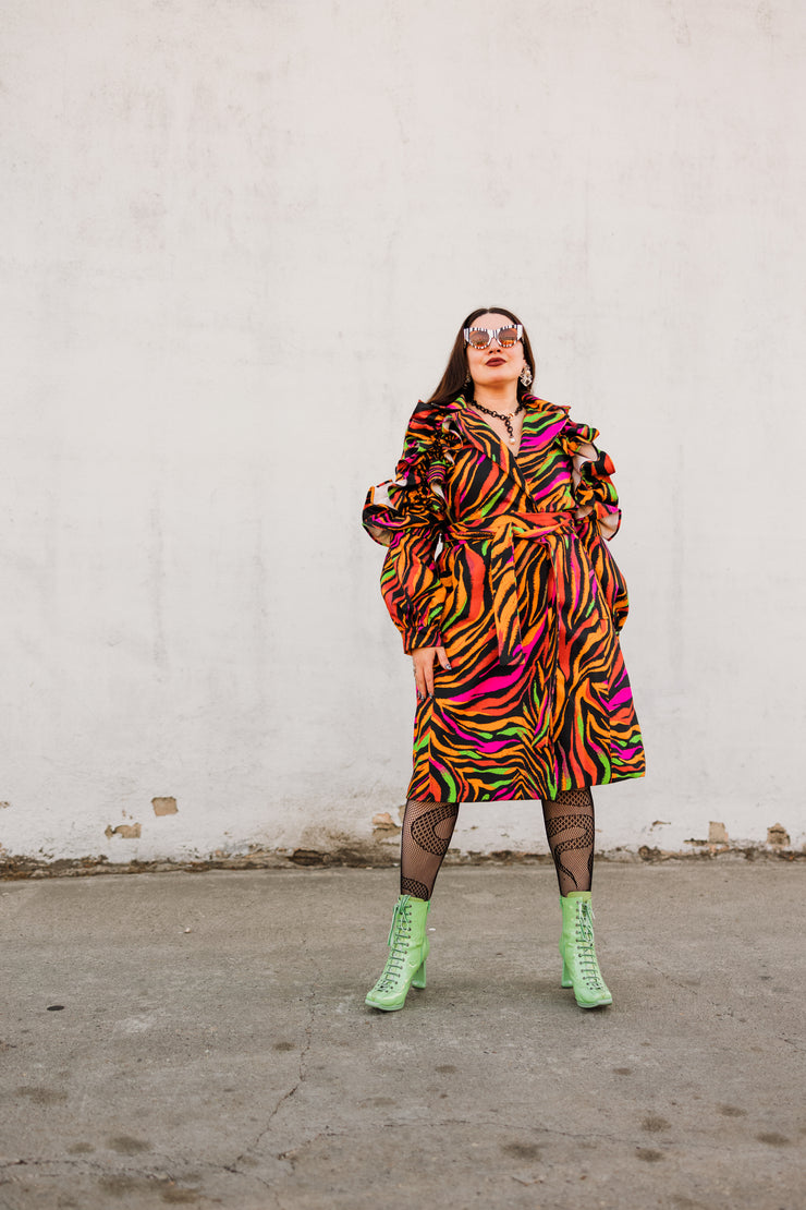 Ruffle Trench Coat in “Prisma Tigre"