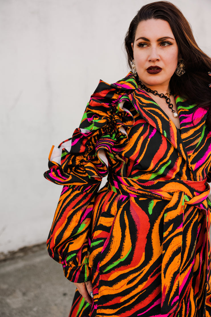 Ruffle Trench Coat in “Prisma Tigre"