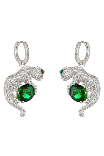 Daria Leopard Green CZ Drop Earrings