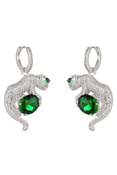 Daria Leopard Green CZ Drop Earrings