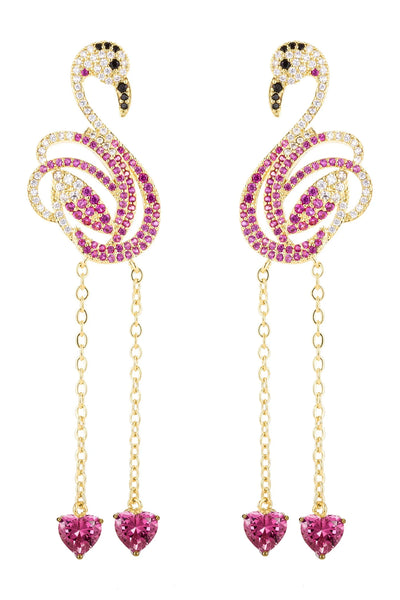 Pink Flamingo CZ Drop Earrings
