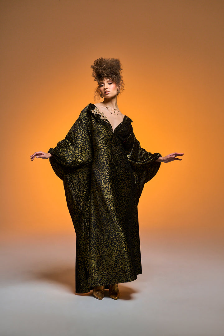 Glissando Kaftan in “Gold Foiled Leopard" Velvet