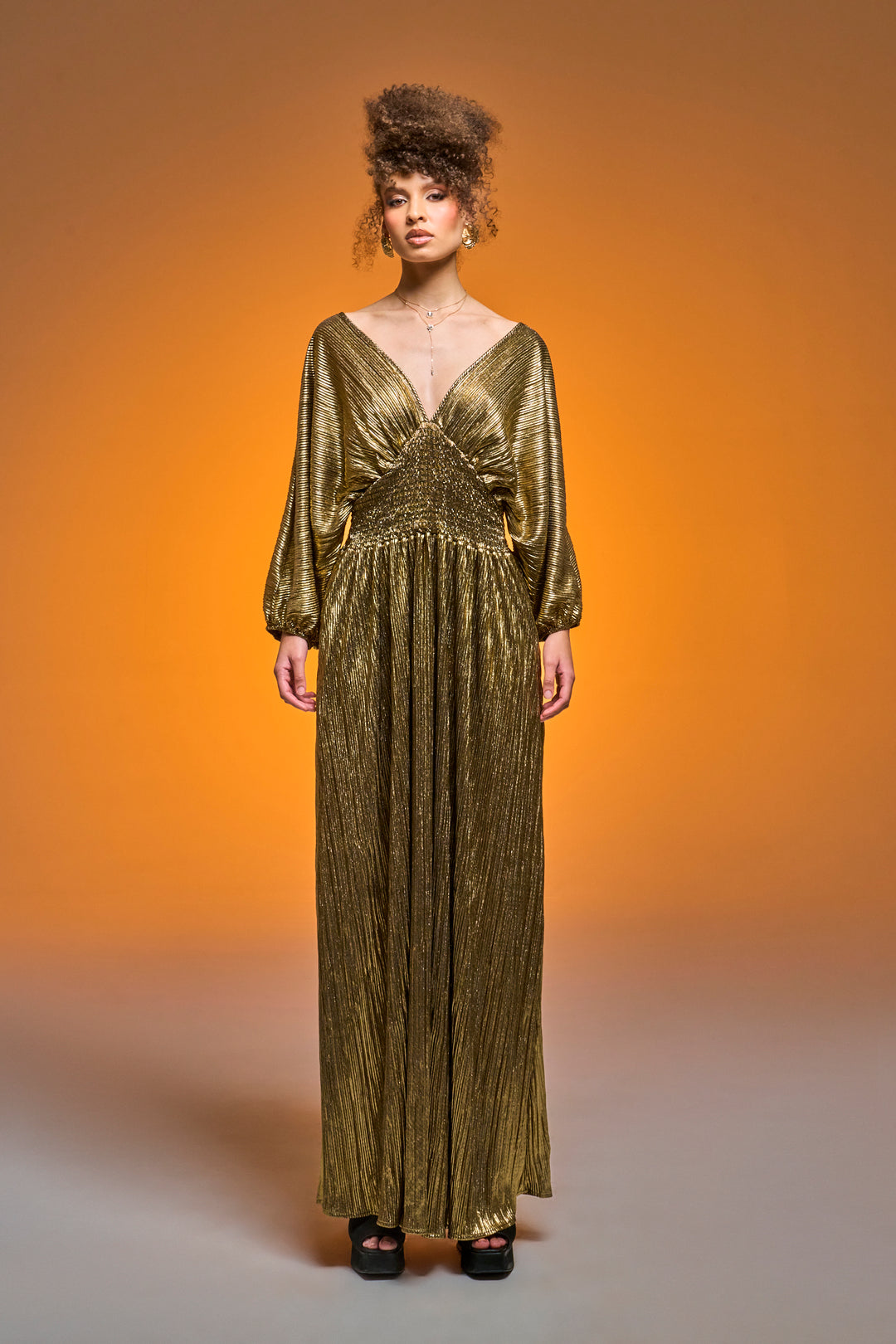 Colla Voce Dress in “Liquid Gold”