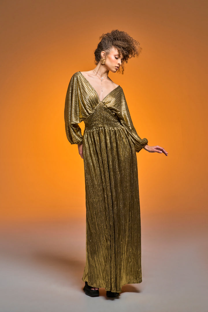 Colla Voce Dress in “Liquid Gold”