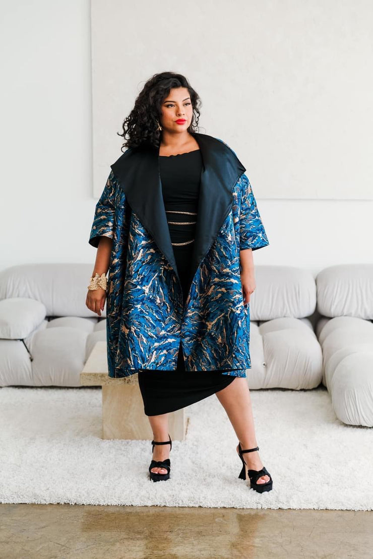 Reversible Opera Coat in "Zampa"  (Blue)