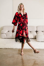 Velvet Fringe Teatro Robe (Red Rose)