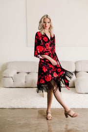Velvet Fringe Teatro Robe (Red Rose)