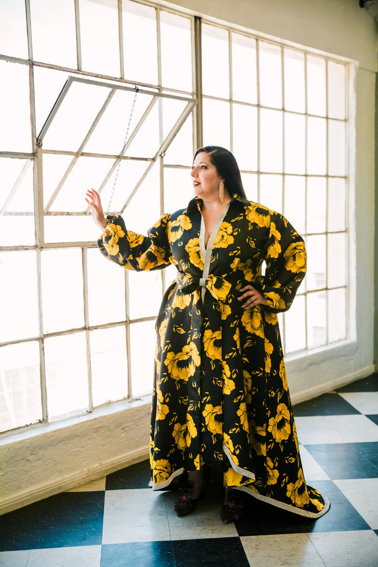 "Pagliacci" (Yellow) Roma Coat with Swarovski Crystals