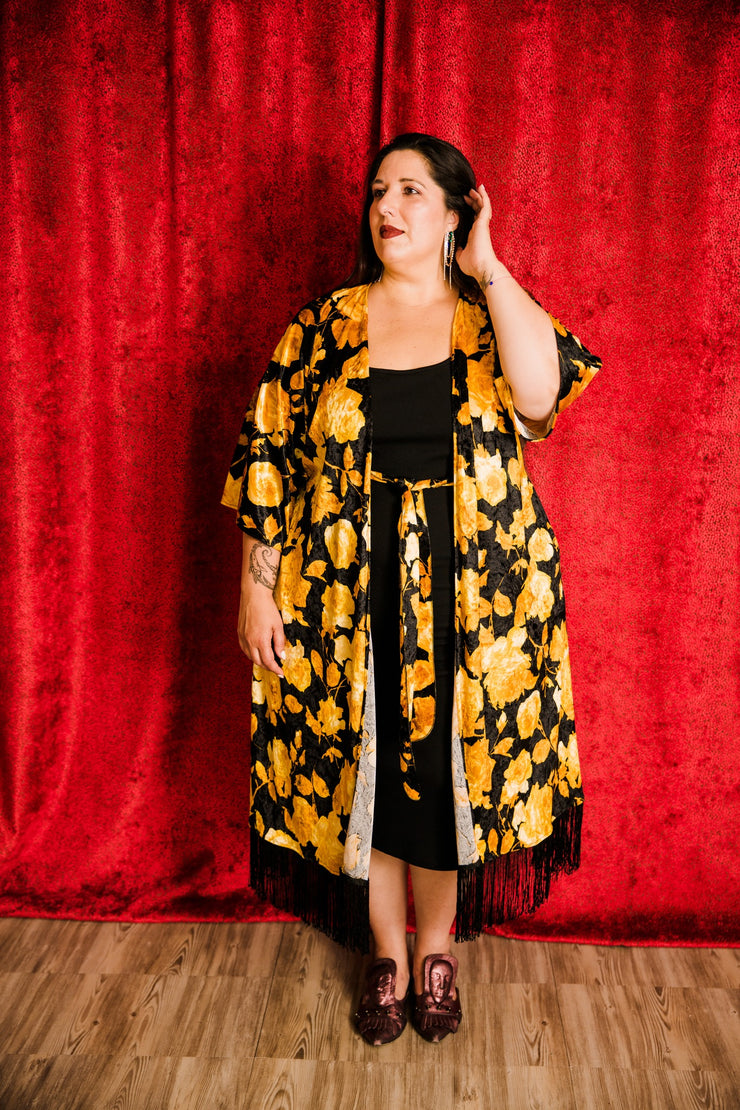 Velvet Fringe Teatro Robe (Yellow Rose)