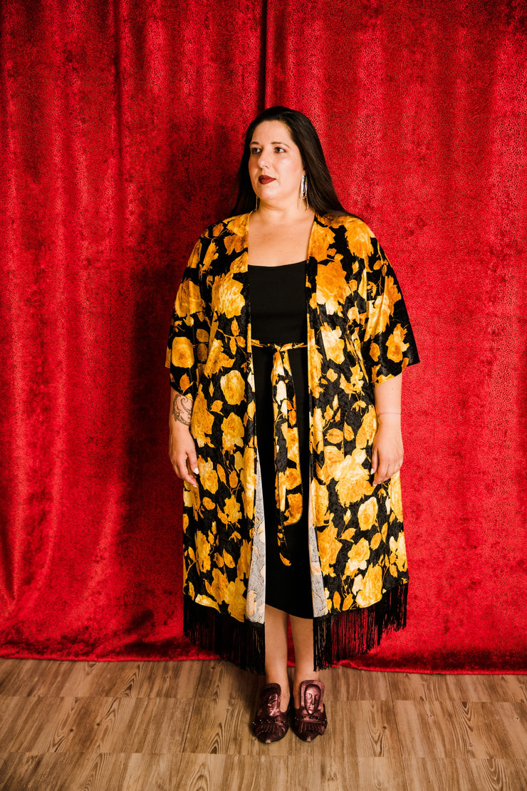 Velvet Fringe Teatro Robe (Yellow Rose)