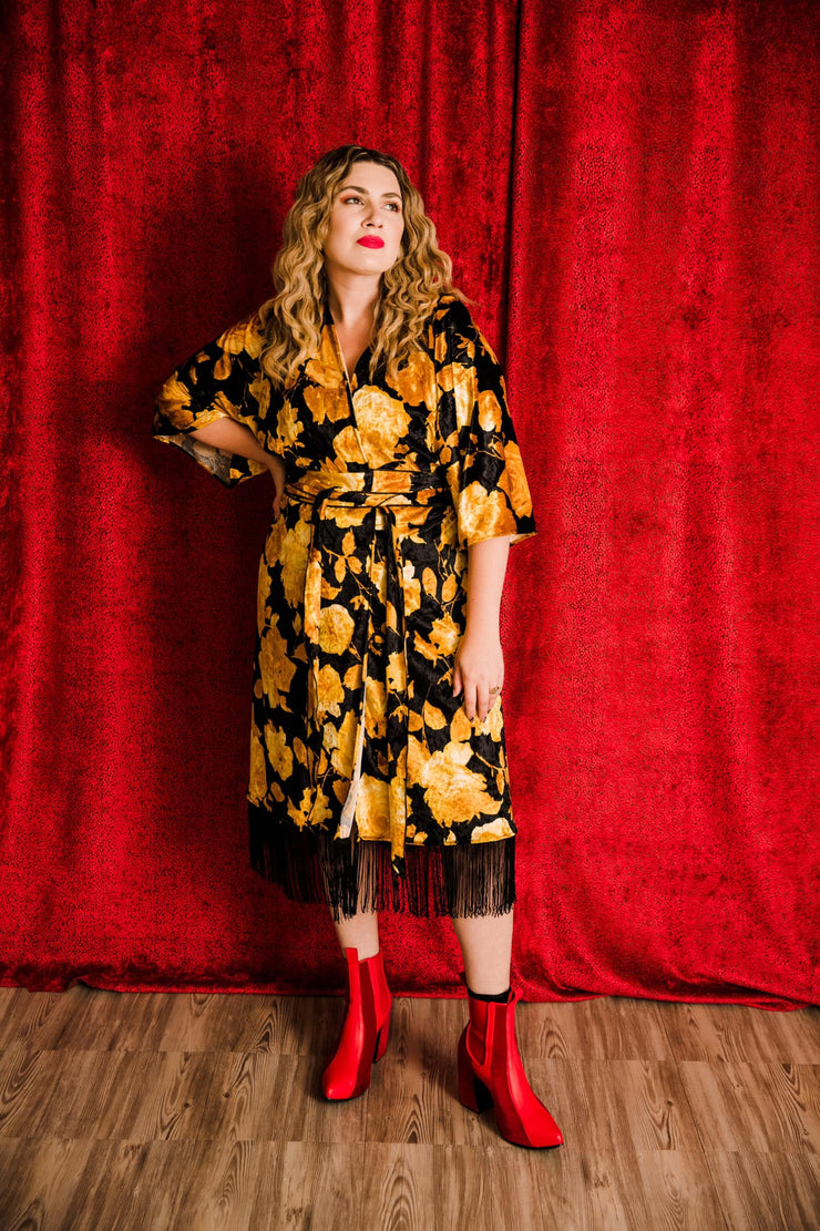 Velvet Fringe Teatro Robe (Yellow Rose)