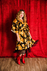 Velvet Fringe Teatro Robe (Yellow Rose)