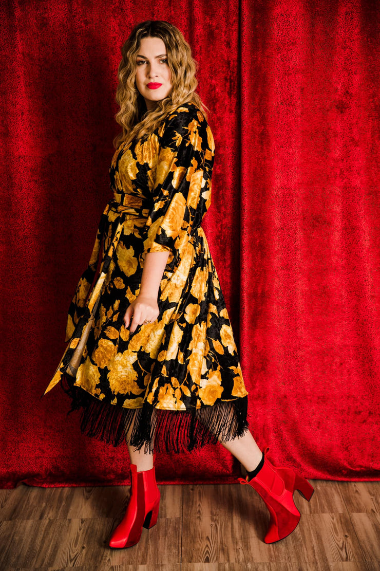 Velvet Fringe Teatro Robe (Yellow Rose)
