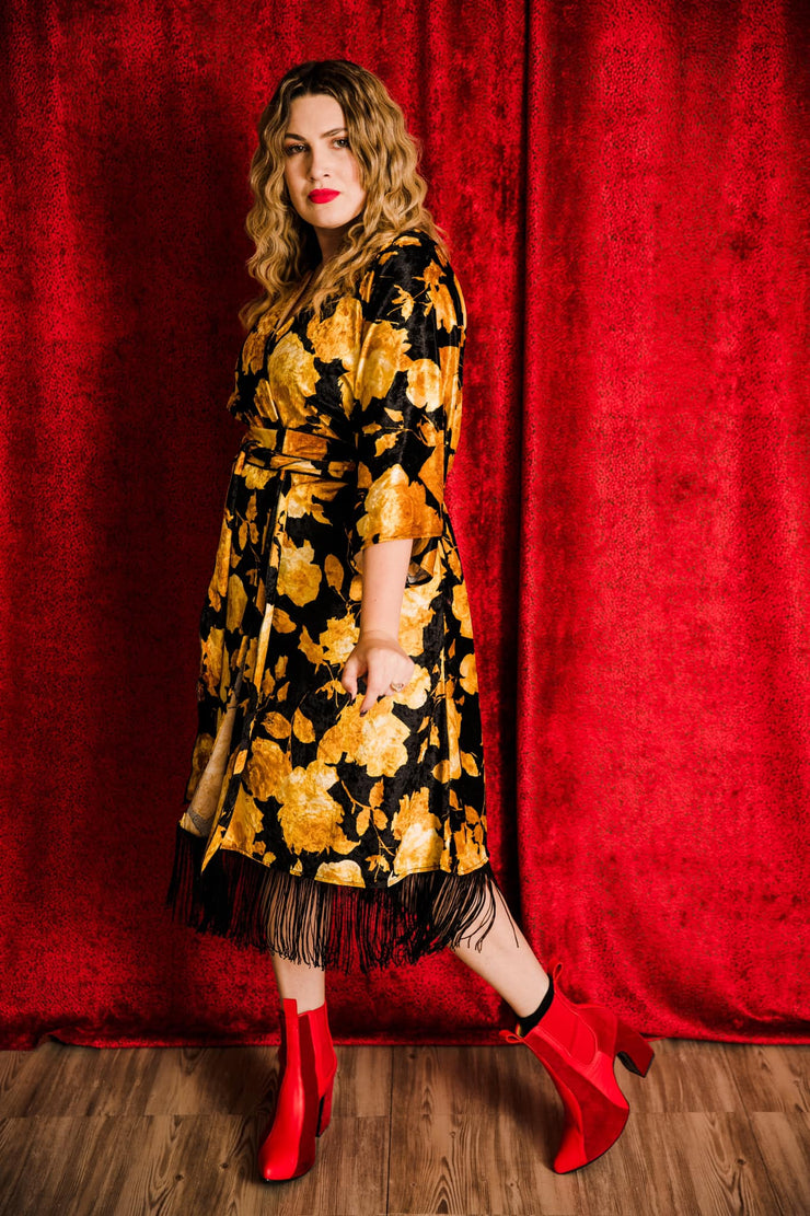 Velvet Fringe Teatro Robe (Yellow Rose)