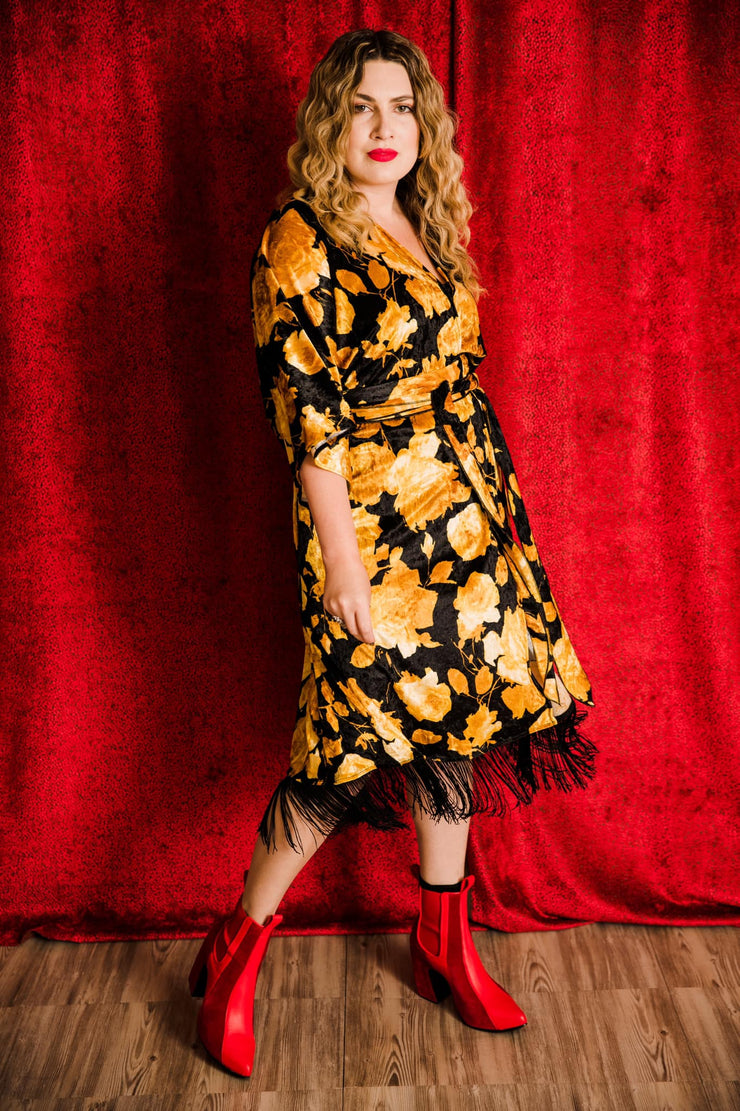 Velvet Fringe Teatro Robe (Yellow Rose)