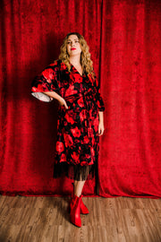 Velvet Fringe Teatro Robe (Red Rose)