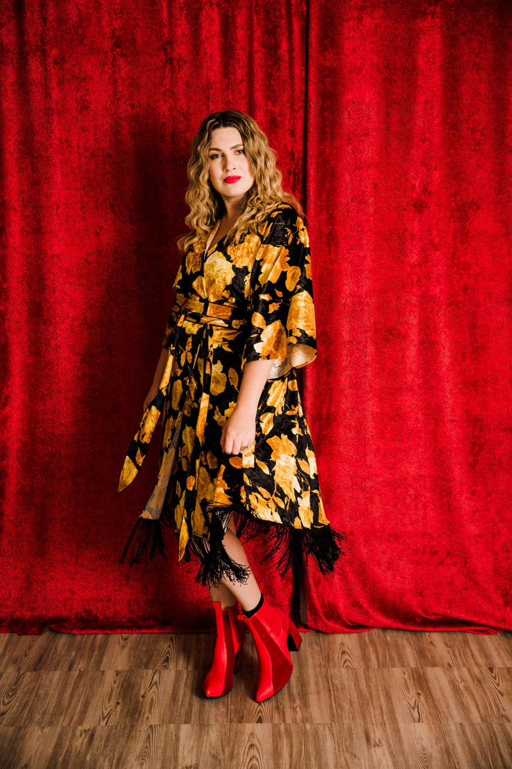 Velvet Fringe Teatro Robe (Yellow Rose)