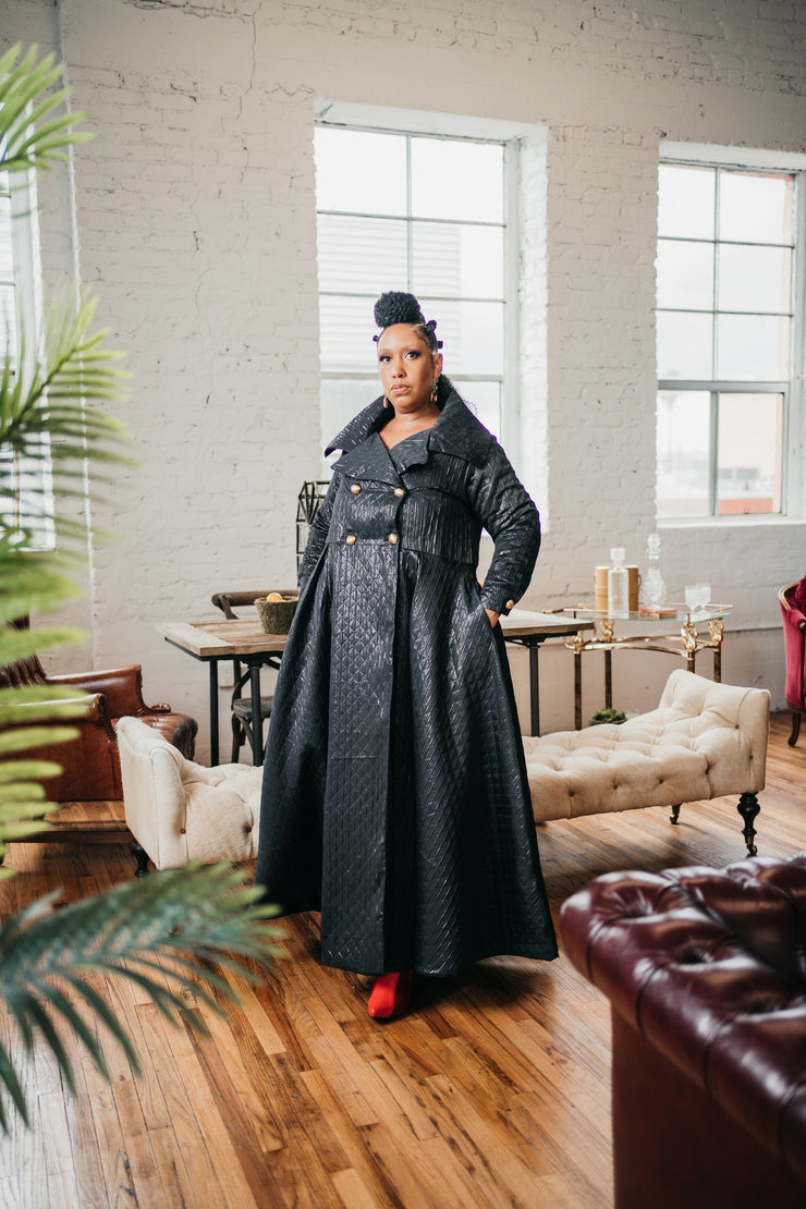 Assoluta Gown Coat: “Metallic Black Quilt”