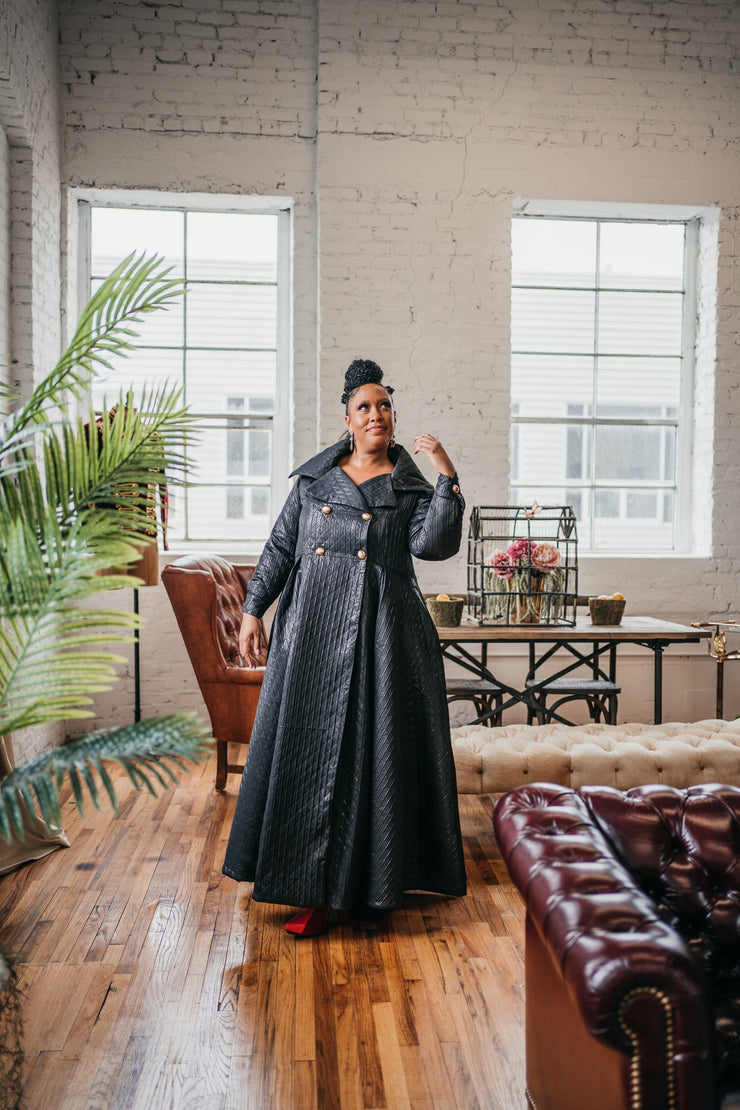Assoluta Gown Coat: “Metallic Black Quilt”