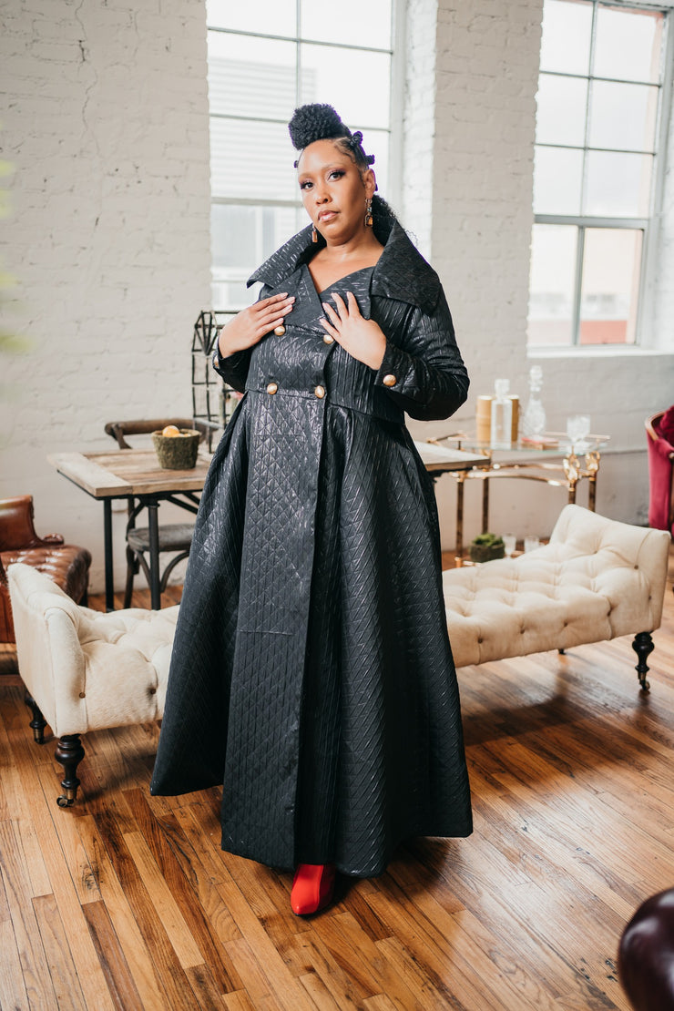 Assoluta Gown Coat: “Metallic Black Quilt”