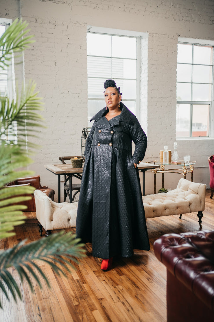 Assoluta Gown Coat: “Metallic Black Quilt”