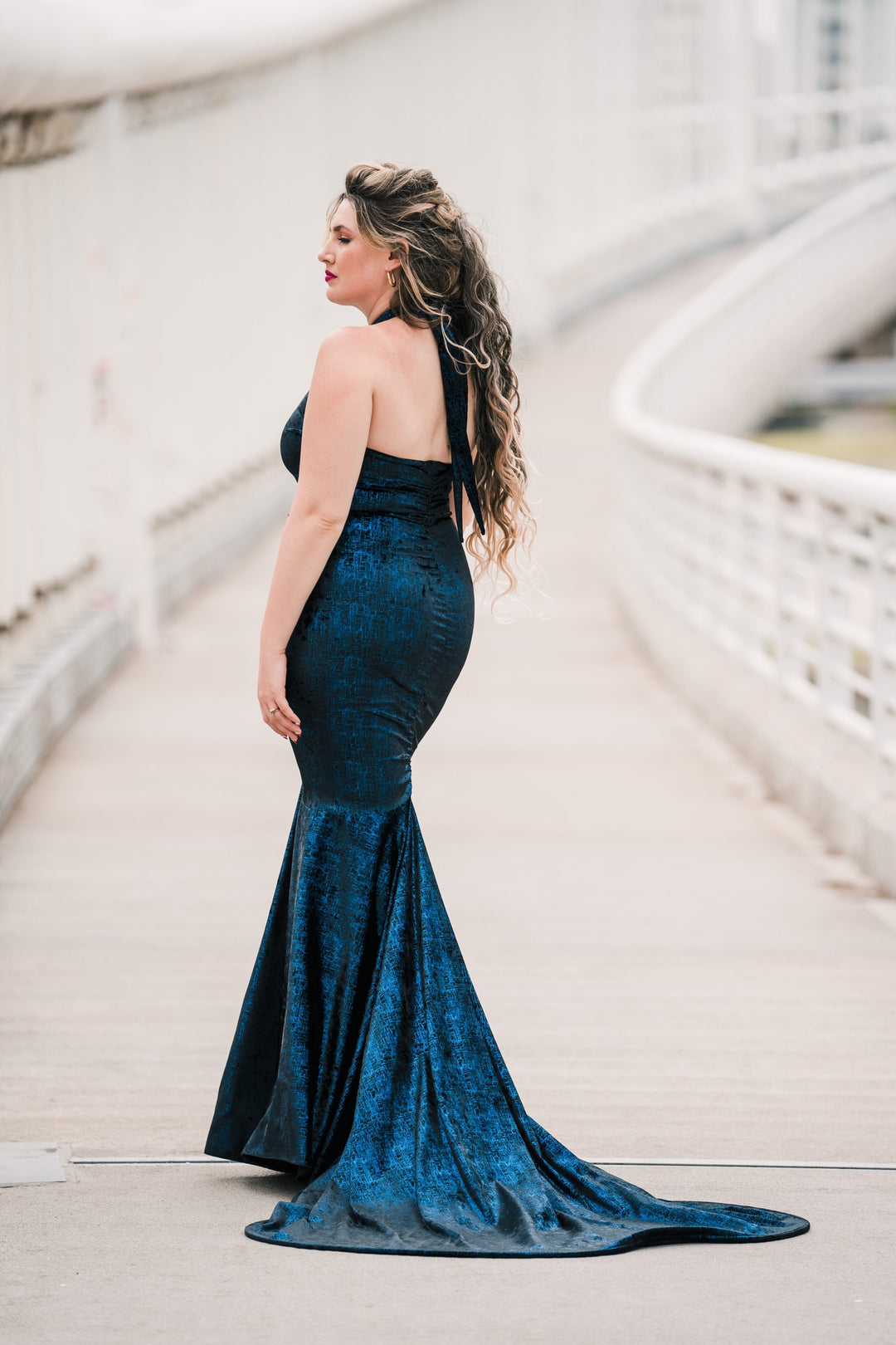 新品　エムミーエメ　2way check long mermeid dress 2way check long mermaid dress Blue