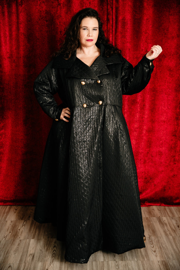 Assoluta Gown Coat: “Metallic Black Quilt”