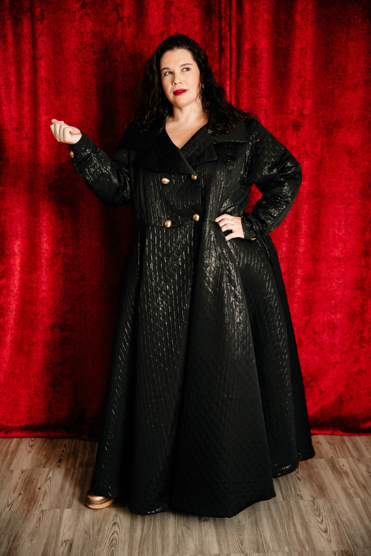 Assoluta Gown Coat: “Metallic Black Quilt”
