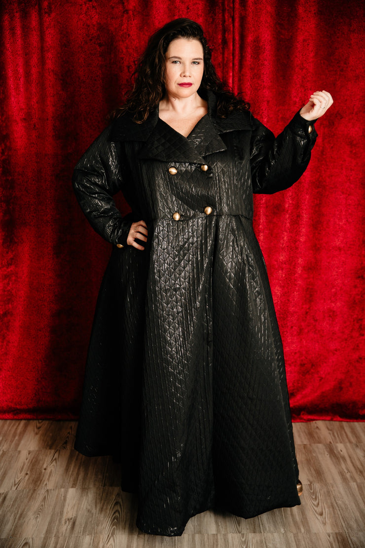 Assoluta Gown Coat: “Metallic Black Quilt”