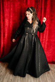 Assoluta Gown Coat: “Metallic Black Quilt”