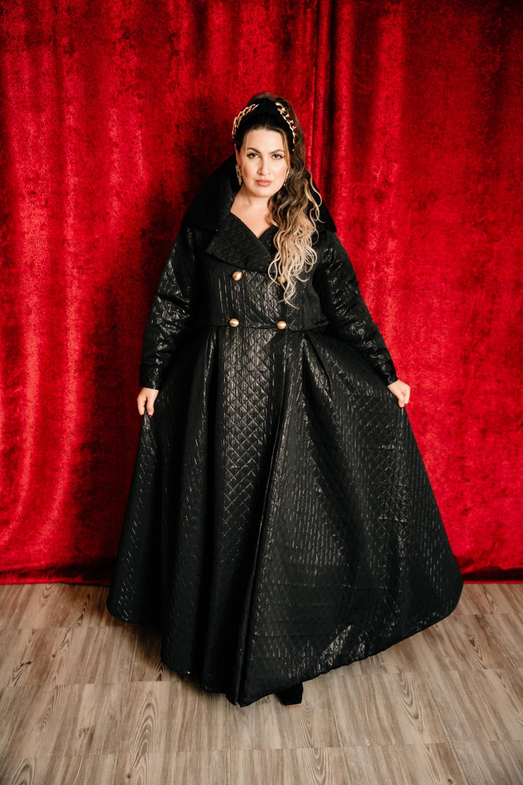 Assoluta Gown Coat: “Metallic Black Quilt”
